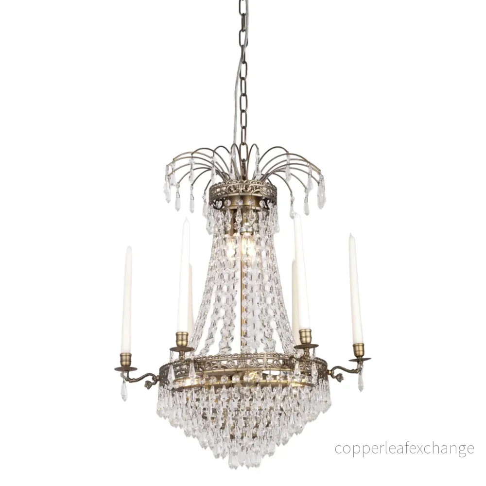 EMPIRE CLASSIC 6-Arm - Liten Antik Mässing. D55xH68