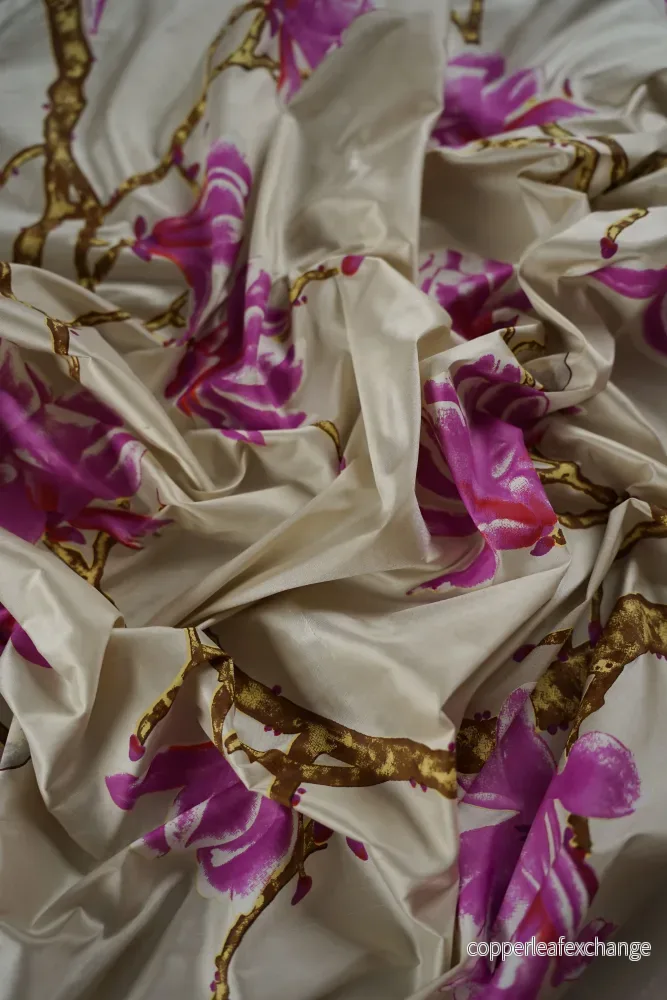 Vintage – Thai Silk – Magnolia Tree – Purple – VT48