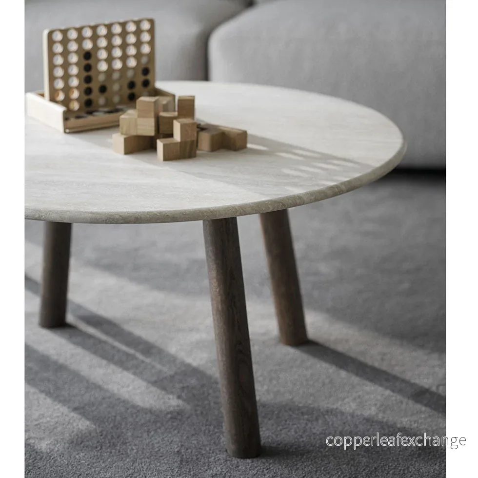 Soffbord Taransay, Beige travertin / Brun ek - Bild 2