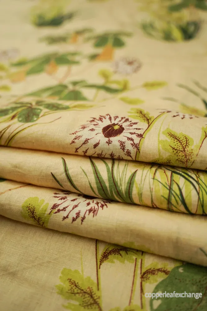Deadstock – 270 cm wide – Flax – Flowers – Yellow – DI64