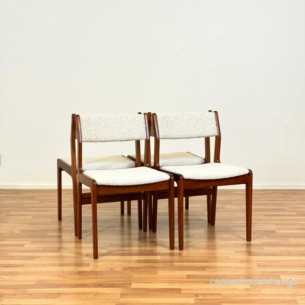 Set om 4 matstolar i teak, 1950-60-tal, Danmark