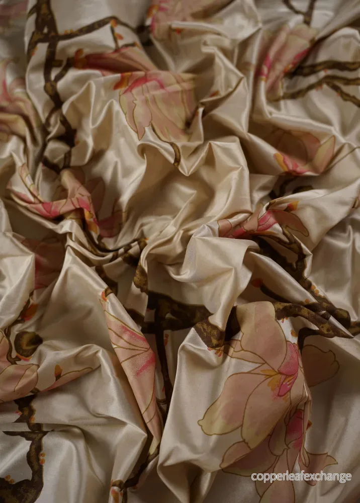 Vintage – Thai silk – Magnolia tree – Pink – VT49 Vintage – Thai silk – Magnolia tree – Pink – VT49