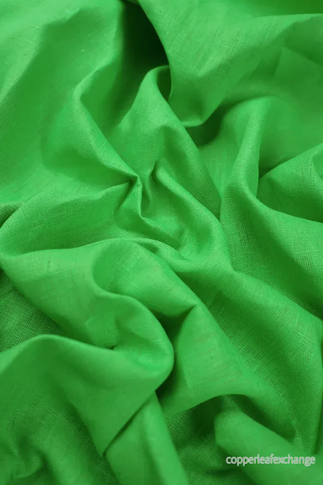 Textured linen fabric - Green - 0790