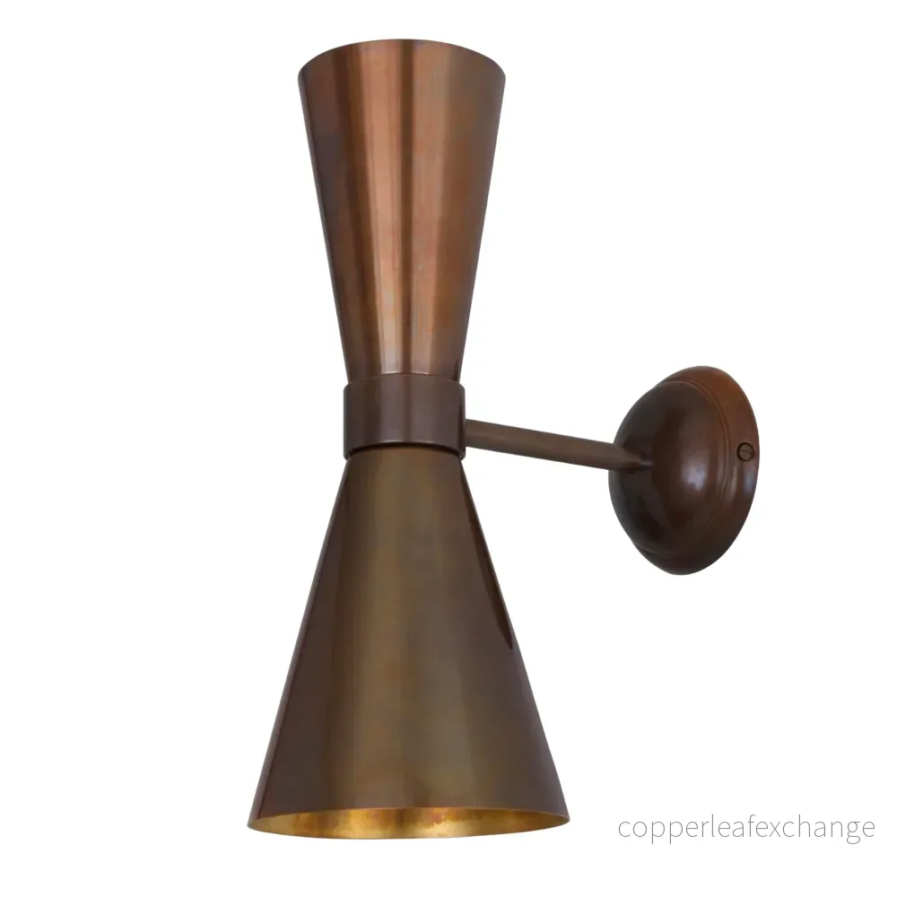 AMIAS - Mid Century Double Brass Cone Wall Light