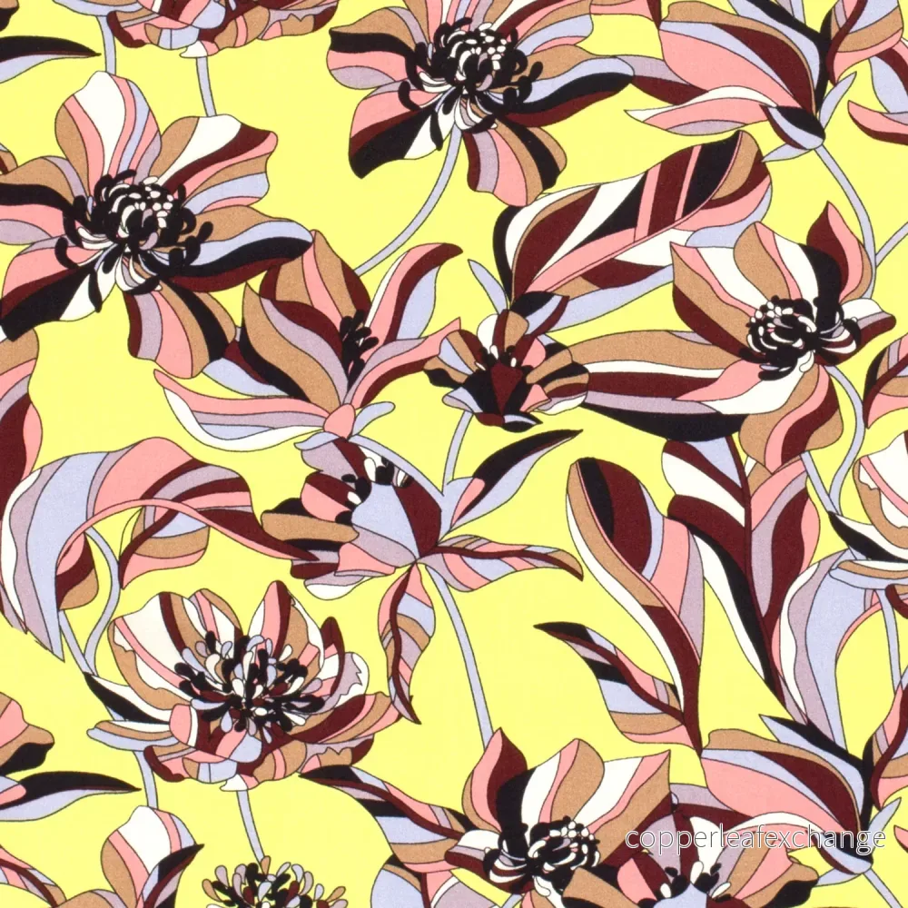 Patterned Viscose – Poplin – Flowers – Yellow Patterned Viscose – Poplin – Flowers – Yellow