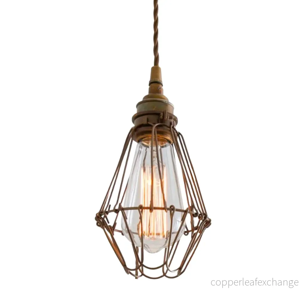 PRAIA - Bronze Industrial Cage Pendant Light
