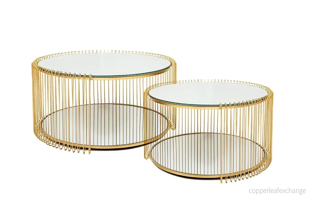 Soffbord KARE DESIGN - WIRE DOUBLE, mässing, 2-set