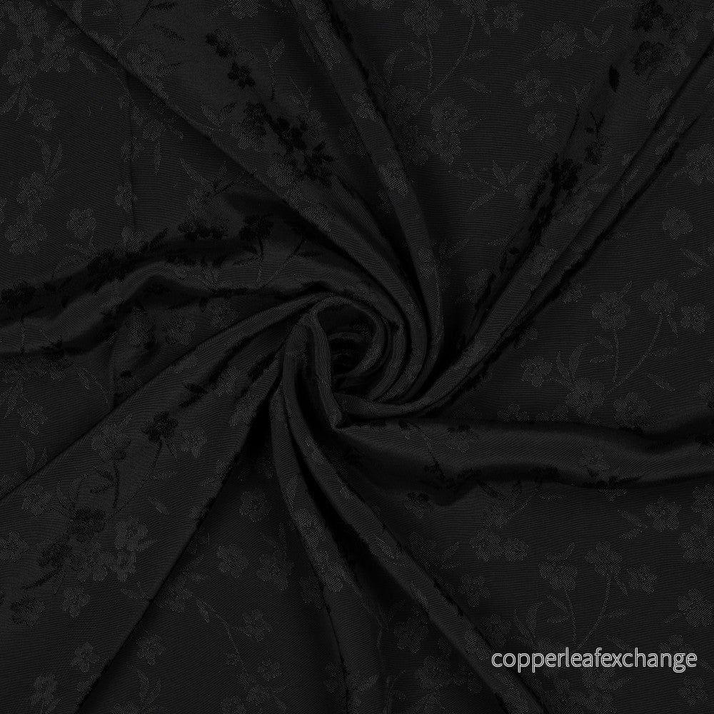 Patterned – Brocade – Viscose – Flowers – Black – 001