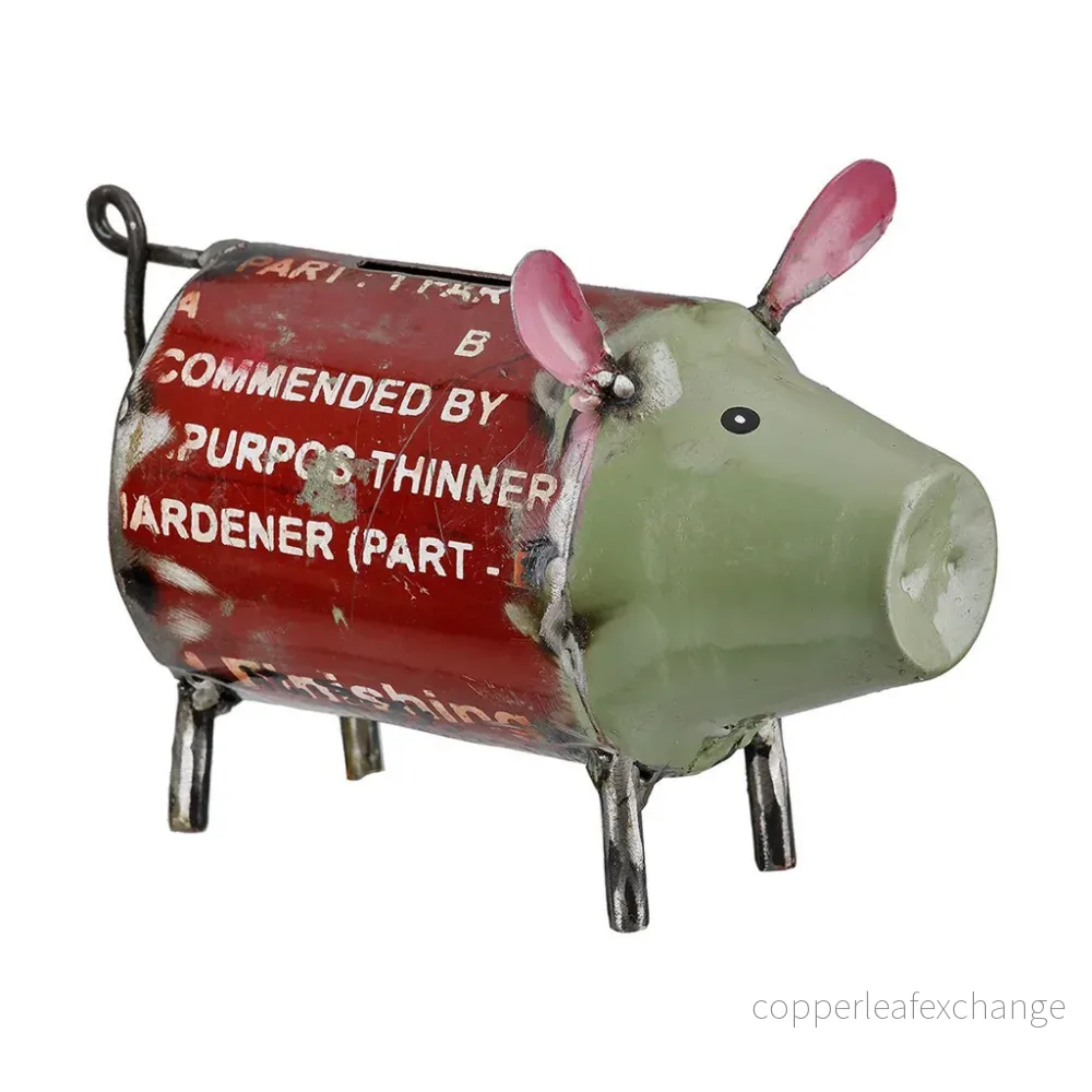 Spargris av återvunnen metall