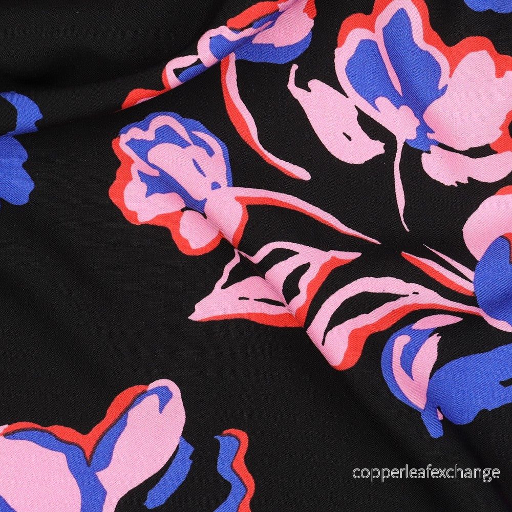Patterned Viscose - Lenzing Ecovero - Flowers - Black - Bild 2