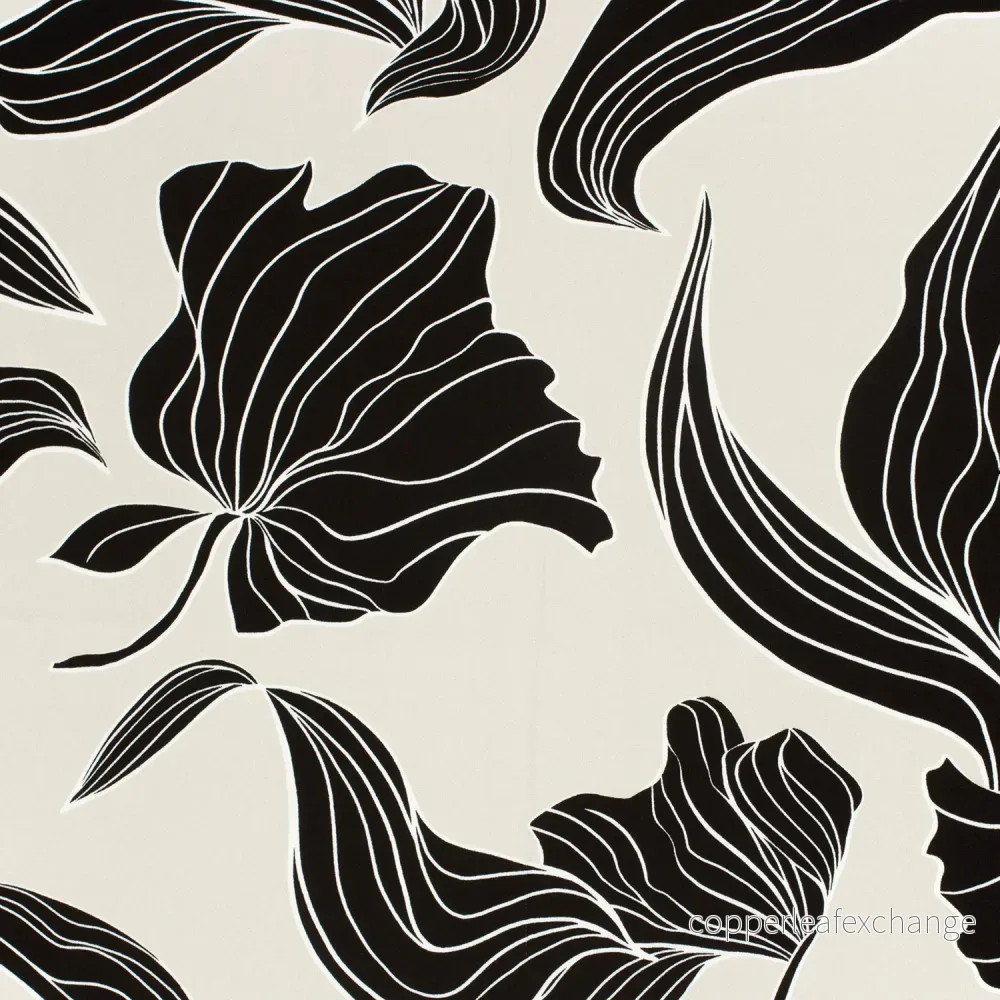 Patterned - Viscose - Satin - Luster - Leaf pattern - Beige - 052 - Bild 2