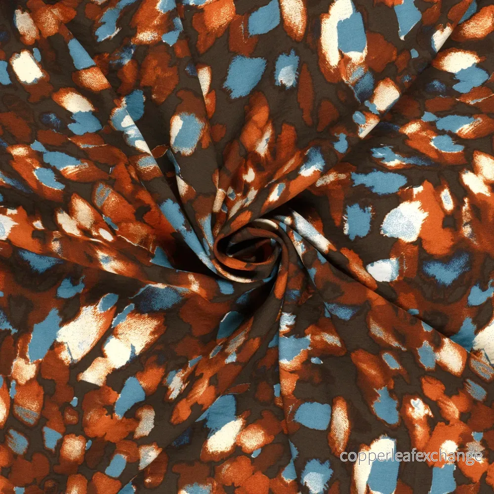 Patterned Viscose - Crepe - Abstract - Brown - Bild 3
