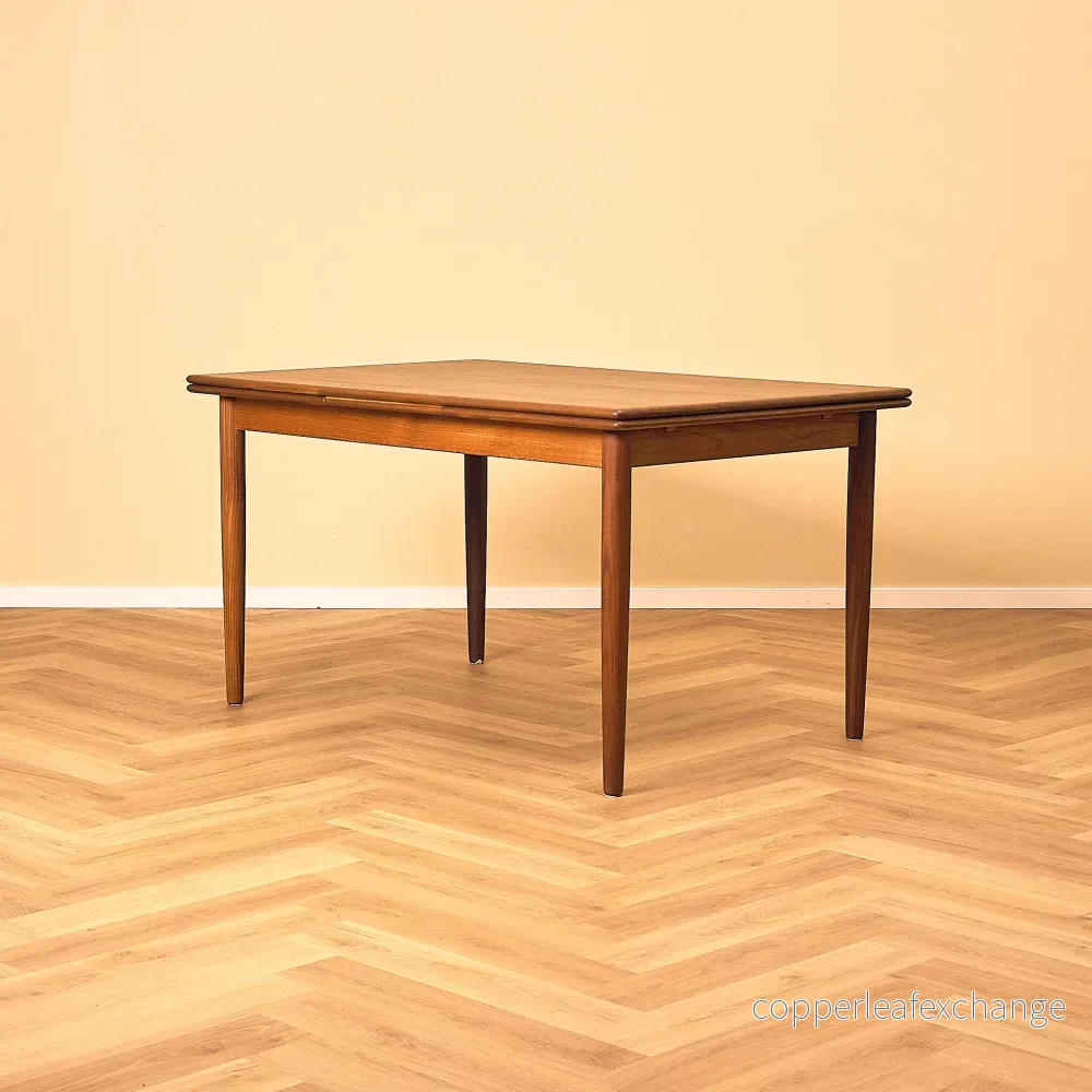 Teak and Walnut Dining Table with Pull-out Leaves