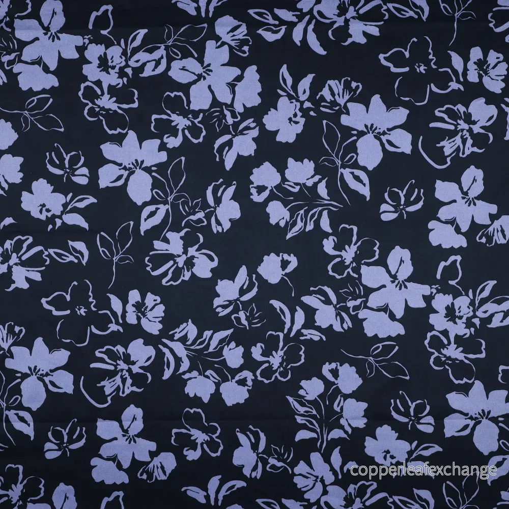 Flowers – Patterned – Satin – Flowers – Navy – 05.003 Flowers – Patterned – Satin – Flowers – Navy – 05.003