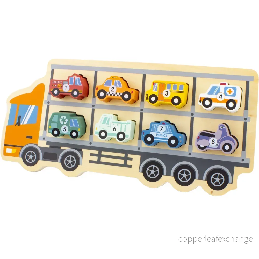 Träpussel med bilar – Car Carrying Truck - Bild 3