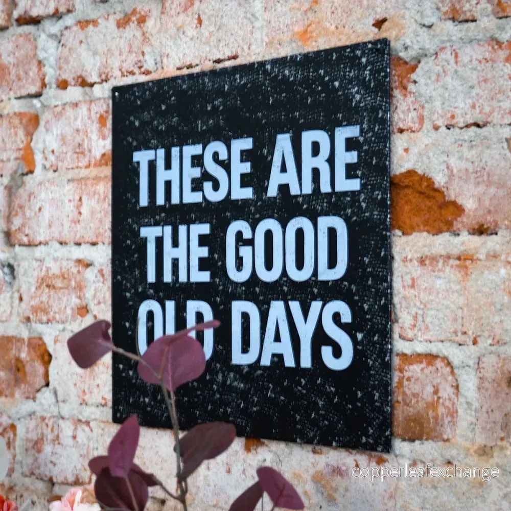 Skylt: ”These are the good old days”