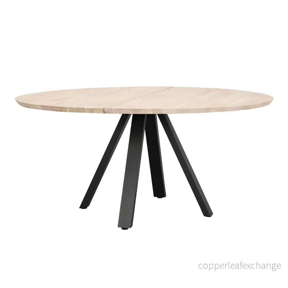 Matbord Carradale, Vitpigmenterad ek / Svart