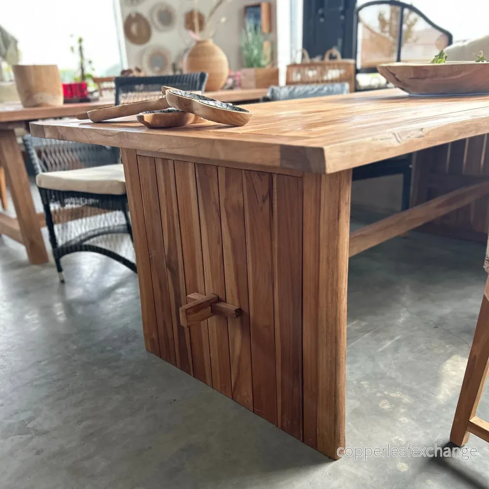 Bologne Matbord Teak 220 cm - Trädgårdsbord Naturlig Kant - Bild 2