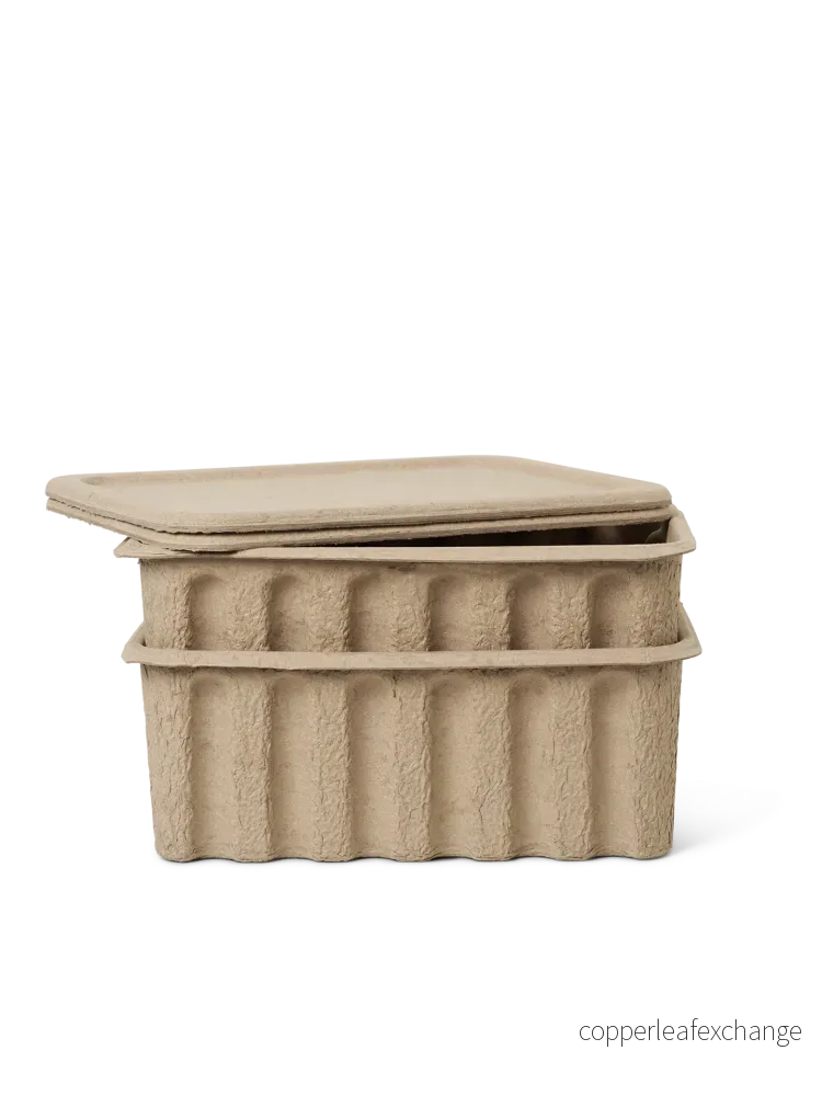 Paper Pulp Box Large - Set of 2 - Brown