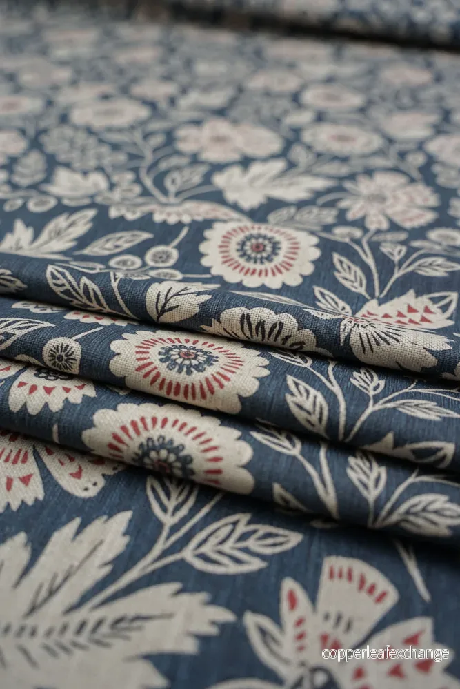 Patterned – Curtain fabric – Cotton – Linen – Floral – Denim – Damayanti Patterned – Curtain fabric – Cotton – Linen – Floral – Denim – Damayanti