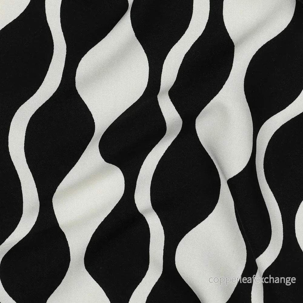 Patterned Viscose - Lenzing Ecovero - Abstract - Black, White