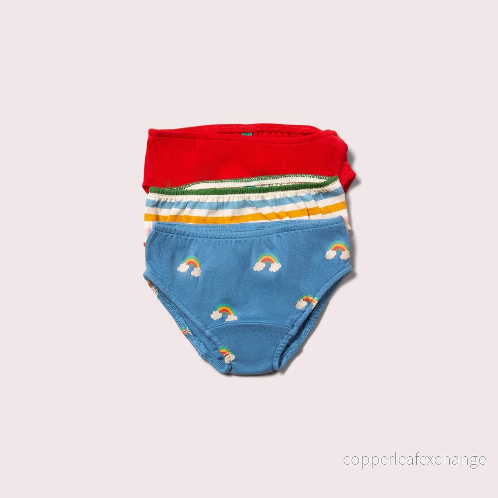 Ekologiska barnunderbyxor 3-pack – Blue Rainbows