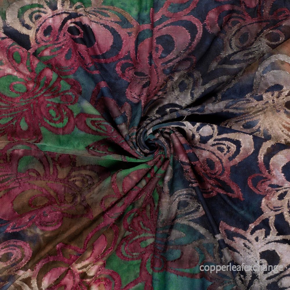 Burnout Jacquard - Tie Dye - Flowers - Eggplant - 046 - Bild 2