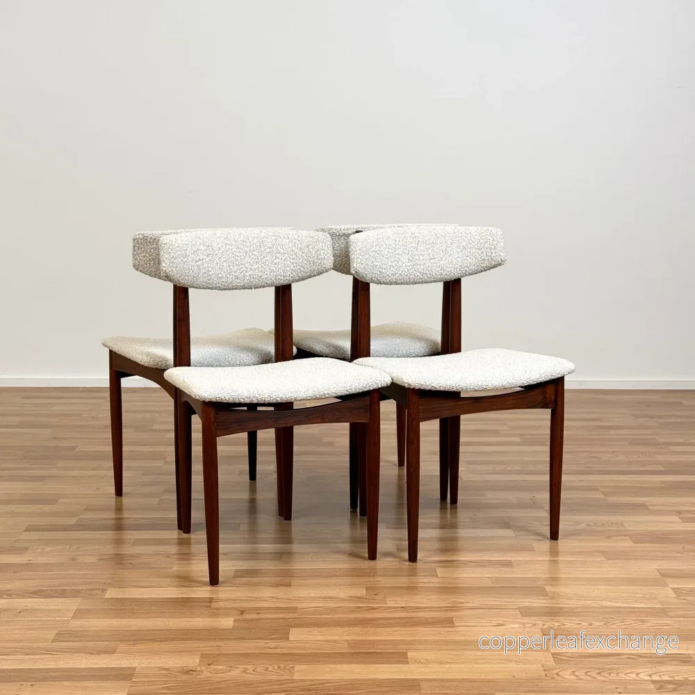Set om 4 matstolar i Santos rosenträ, 1950-60-tal, Danmark