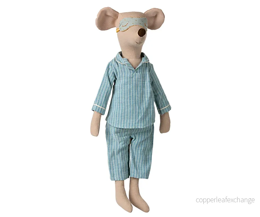 Maileg – Maxi mus pojke med pyjamas och ögonbindel, storlek maxi pojke