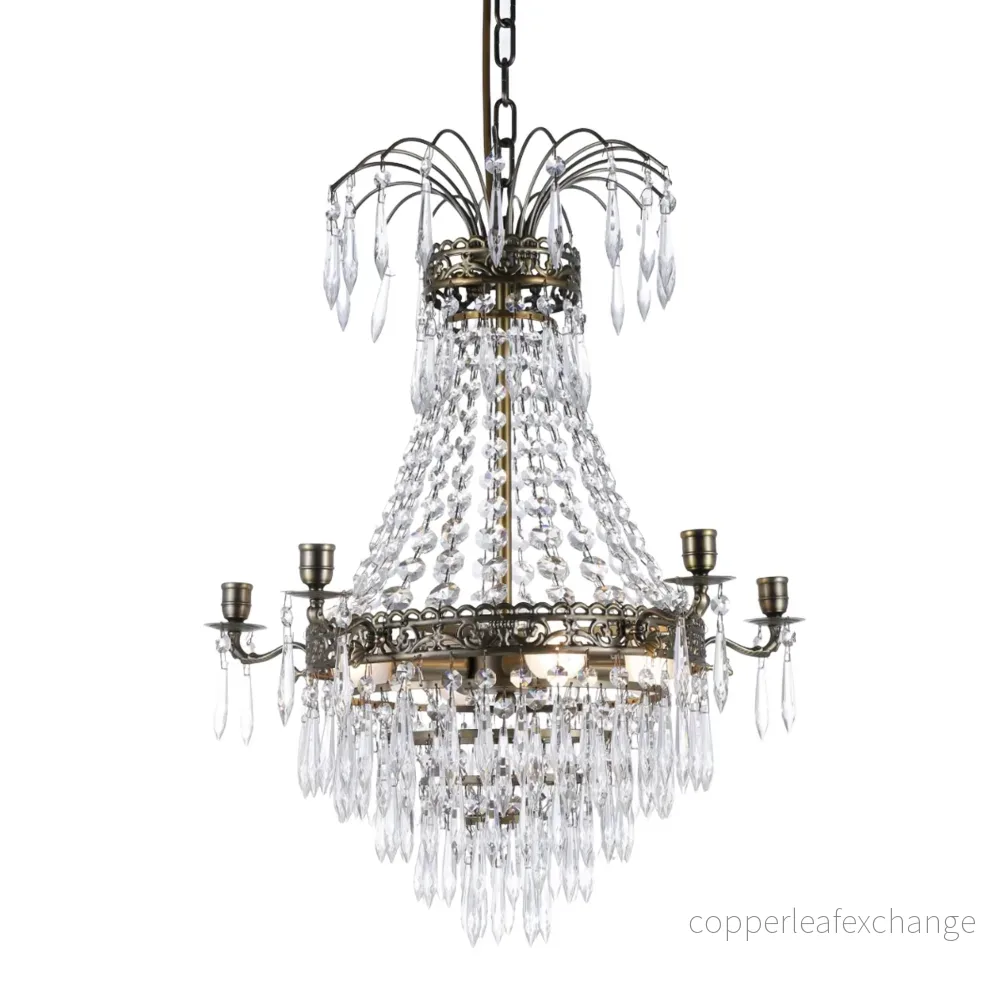 EMPIRE CLASSIC NY 5-Arm - Liten Antik Mässing. D49xH65