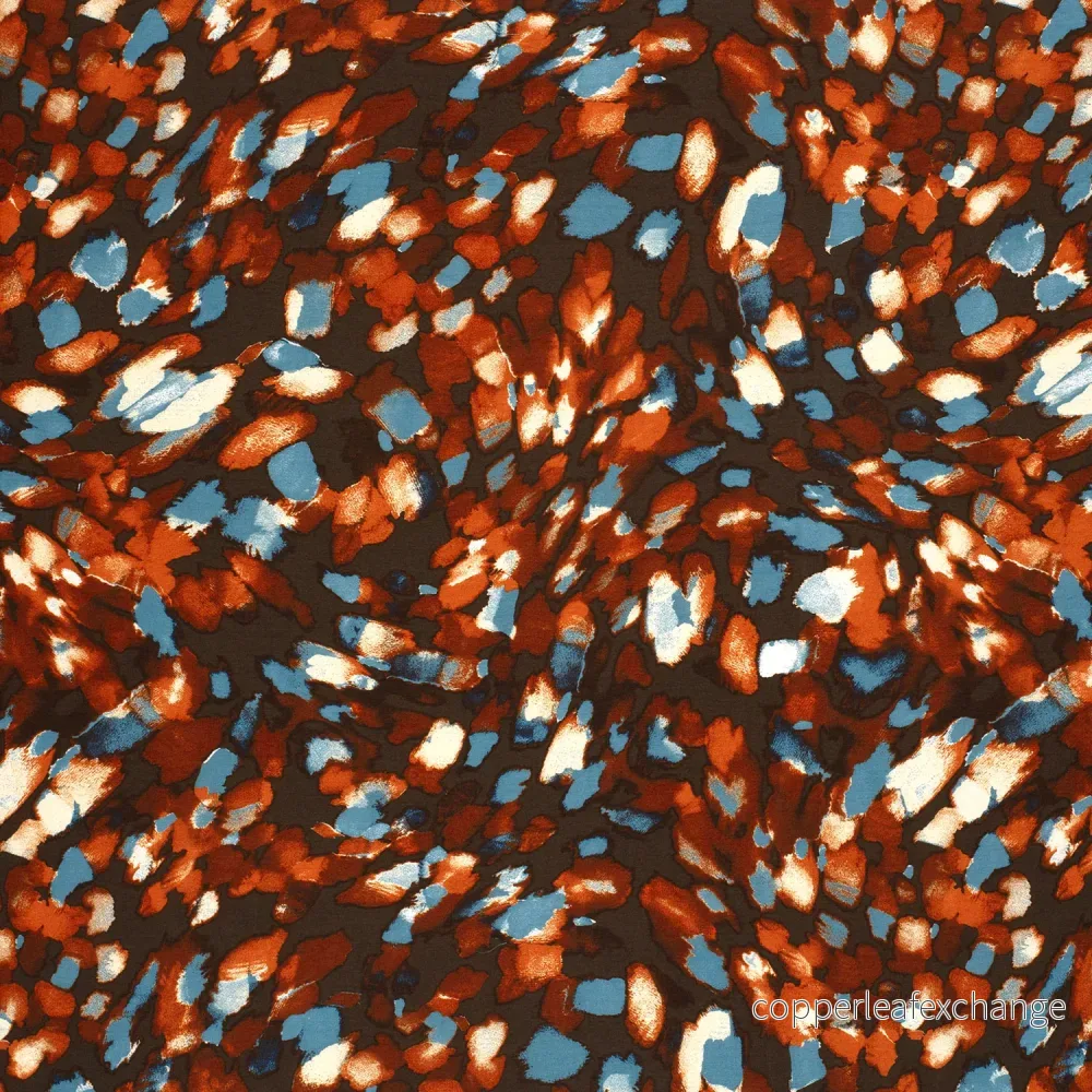Patterned Viscose - Crepe - Abstract - Brown - Bild 2