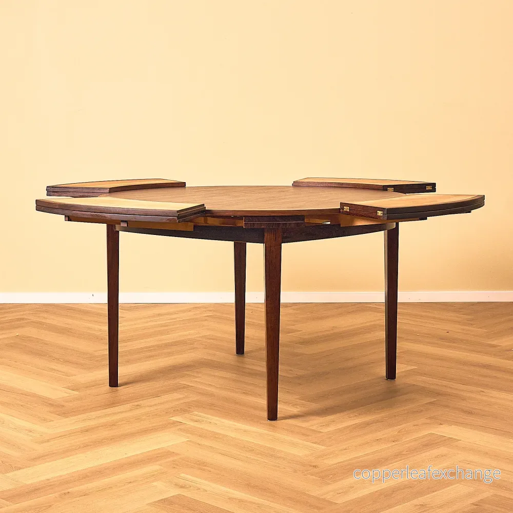 Danish round dining table in Santos rosewood, model 'Flip-Flap' by Dyrlund - Bild 2
