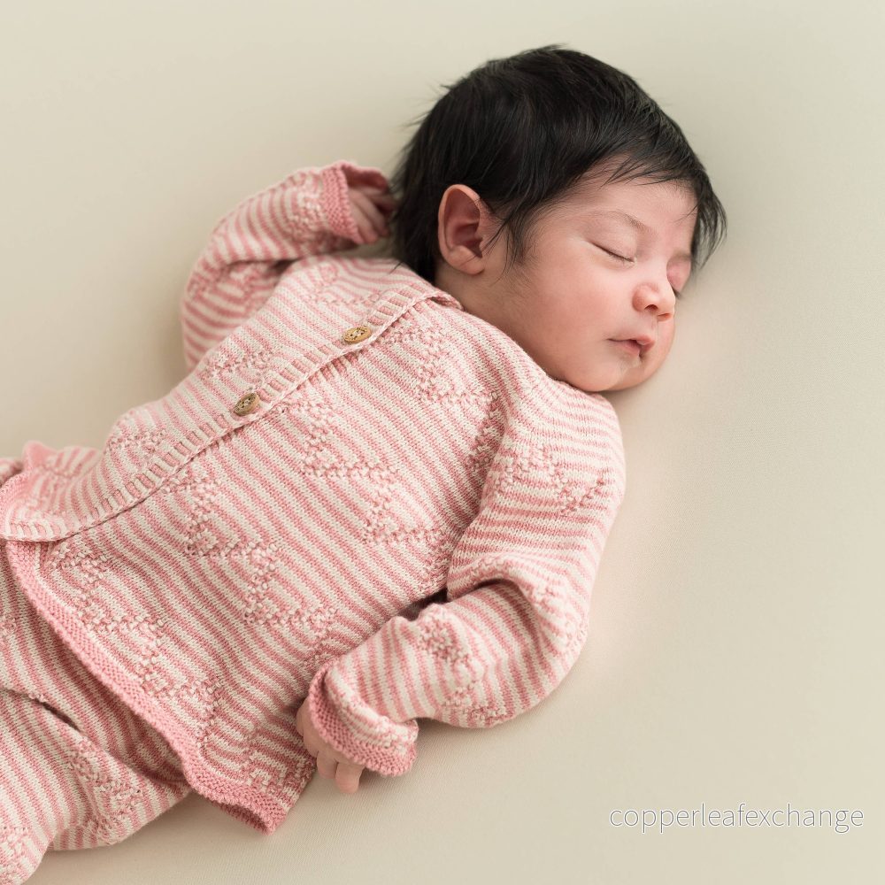 Babyset nyfödd i ekologisk bomull – Rosa/Ecru - Bild 3