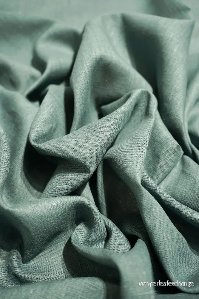 Textured linen fabric – Turquoise, cool – 0502