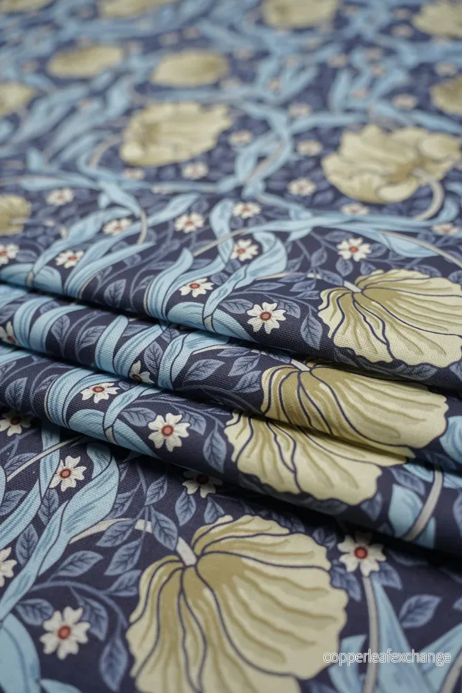Jugend Patterned Upholstery Fabric Curtain Fabric – Cotton – Floral Entrapment – Blue