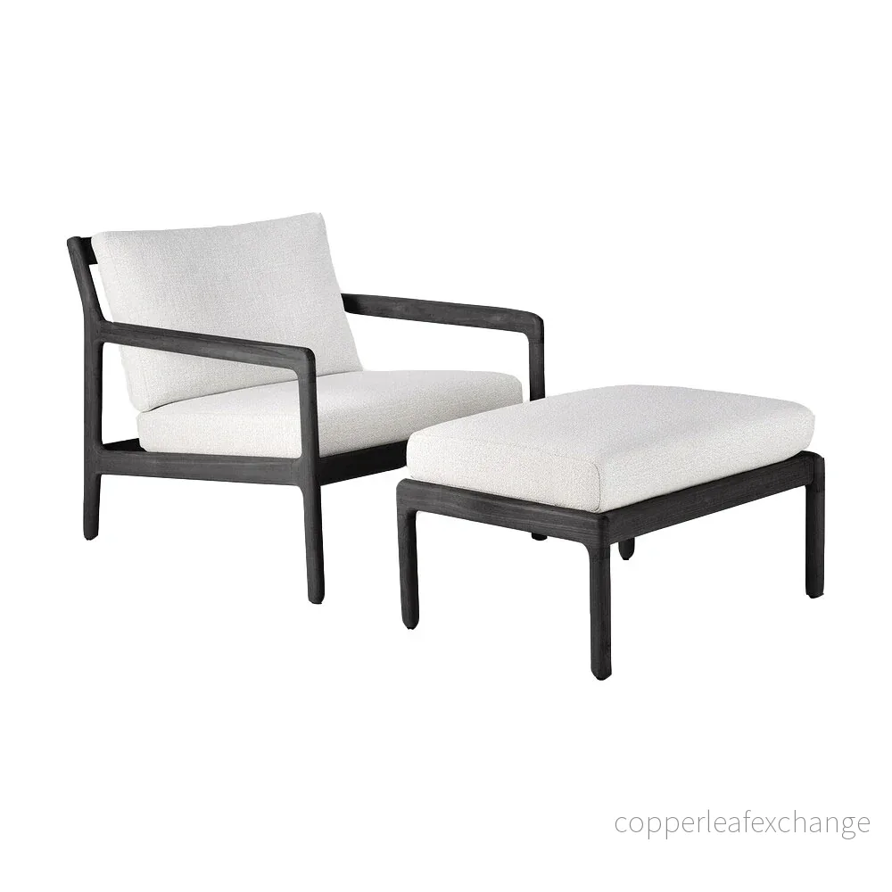 Utemöbel Fotpall Jack, Svart teak / Off White - Bild 3