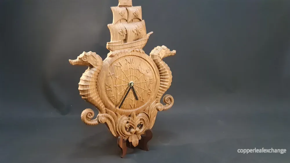 3 D relief Högklassigt väggklocka med sjöhäst motiv