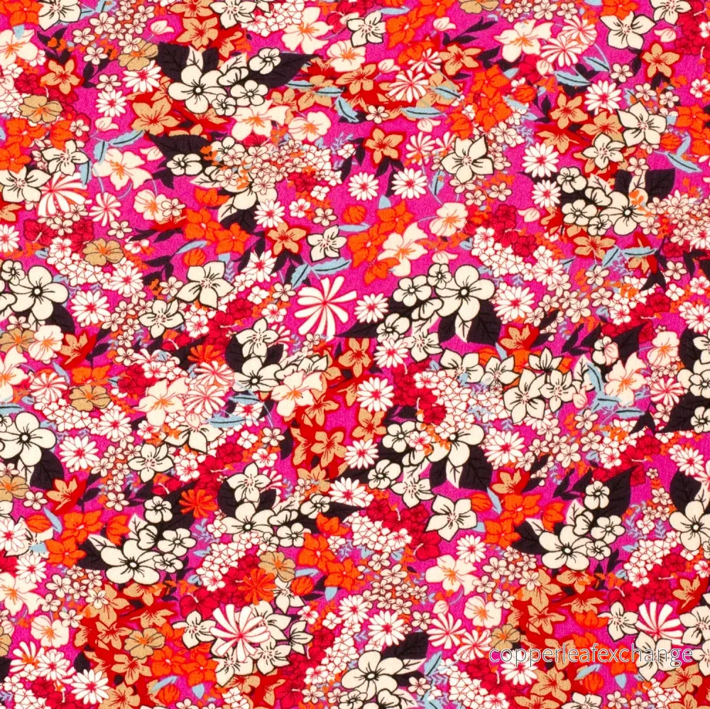 Patterned Viscose – Crepe – Small flowers – Pink Patterned Viscose – Crepe – Small flowers – Pink