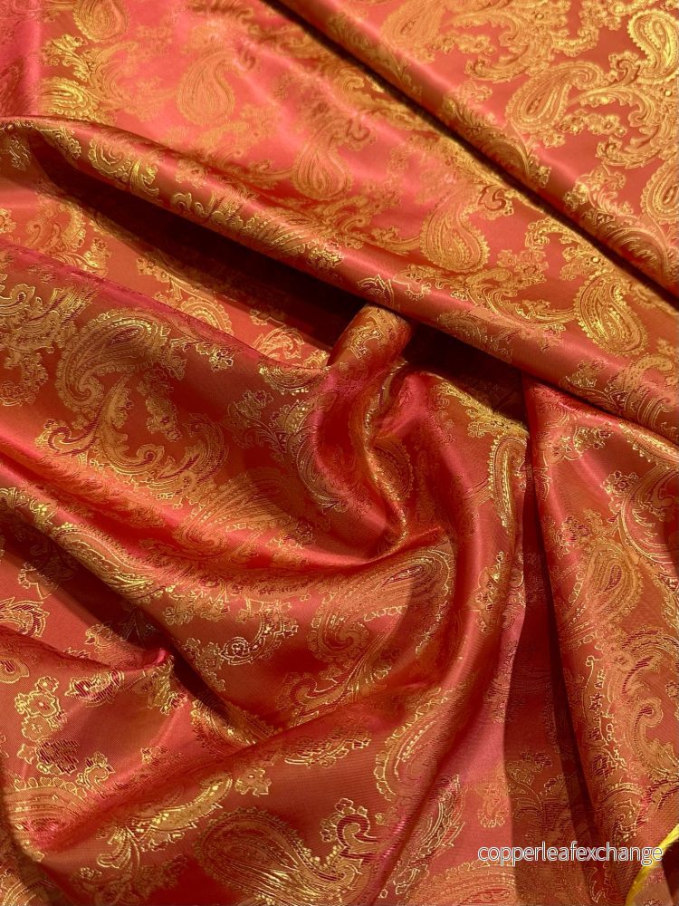 Patterned Lining Paisley Viscose Polyester Orange C24