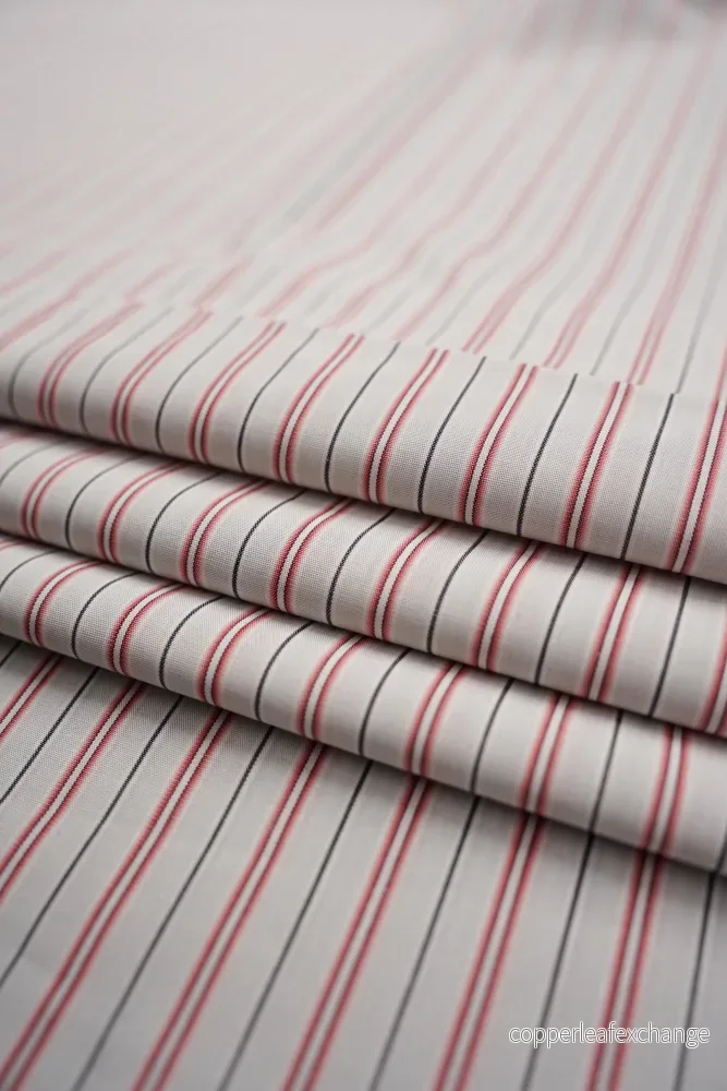 Deadstock – Shirt Fabric – Cotton – Stripe – Light Grey, Red – DS178 Deadstock – Shirt Fabric – Cotton – Stripe – Light Grey, Red – DS178