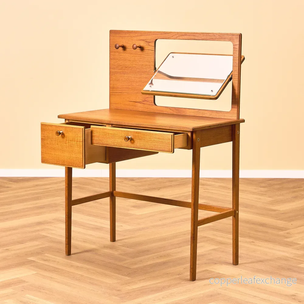 Svensk sminkbord / Skrivbord i teak och bok från AB Nybrofabriken, Fröseke - Bild 2