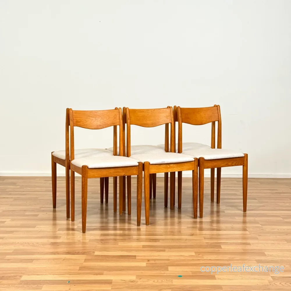 Set om 6 matstolar i massiv ek, 1950-60-tal, Danmark