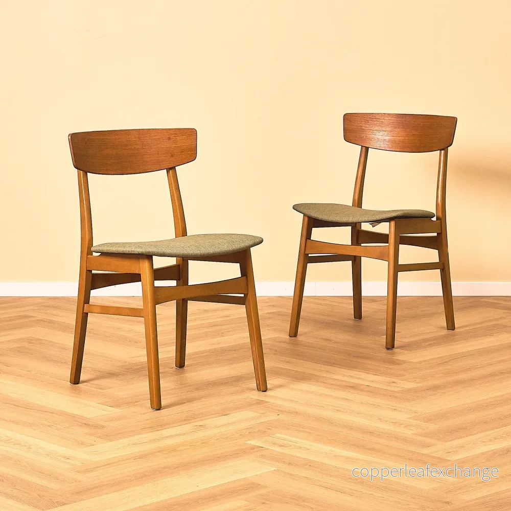 Danish dining chairs in teak and beech