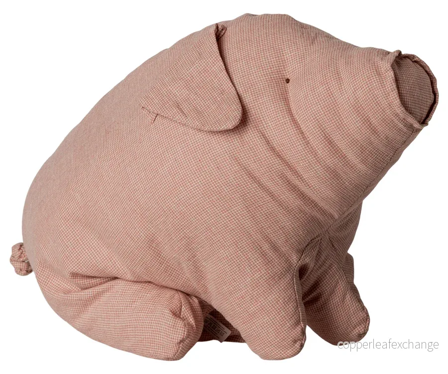 Maileg – Gris bamse gosedjur rosa / rutig, polly pork large - Bild 3