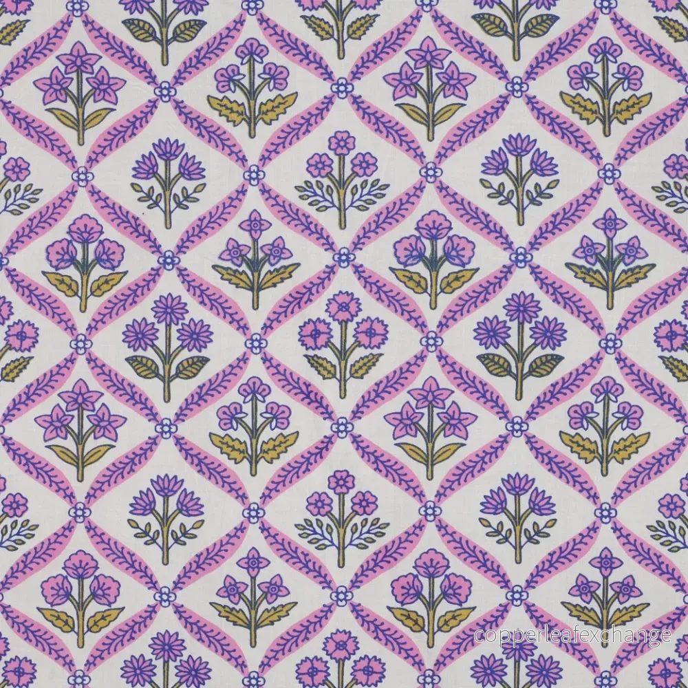 Patterned – Cotton – Block print – Flowers – Purple – 16.002