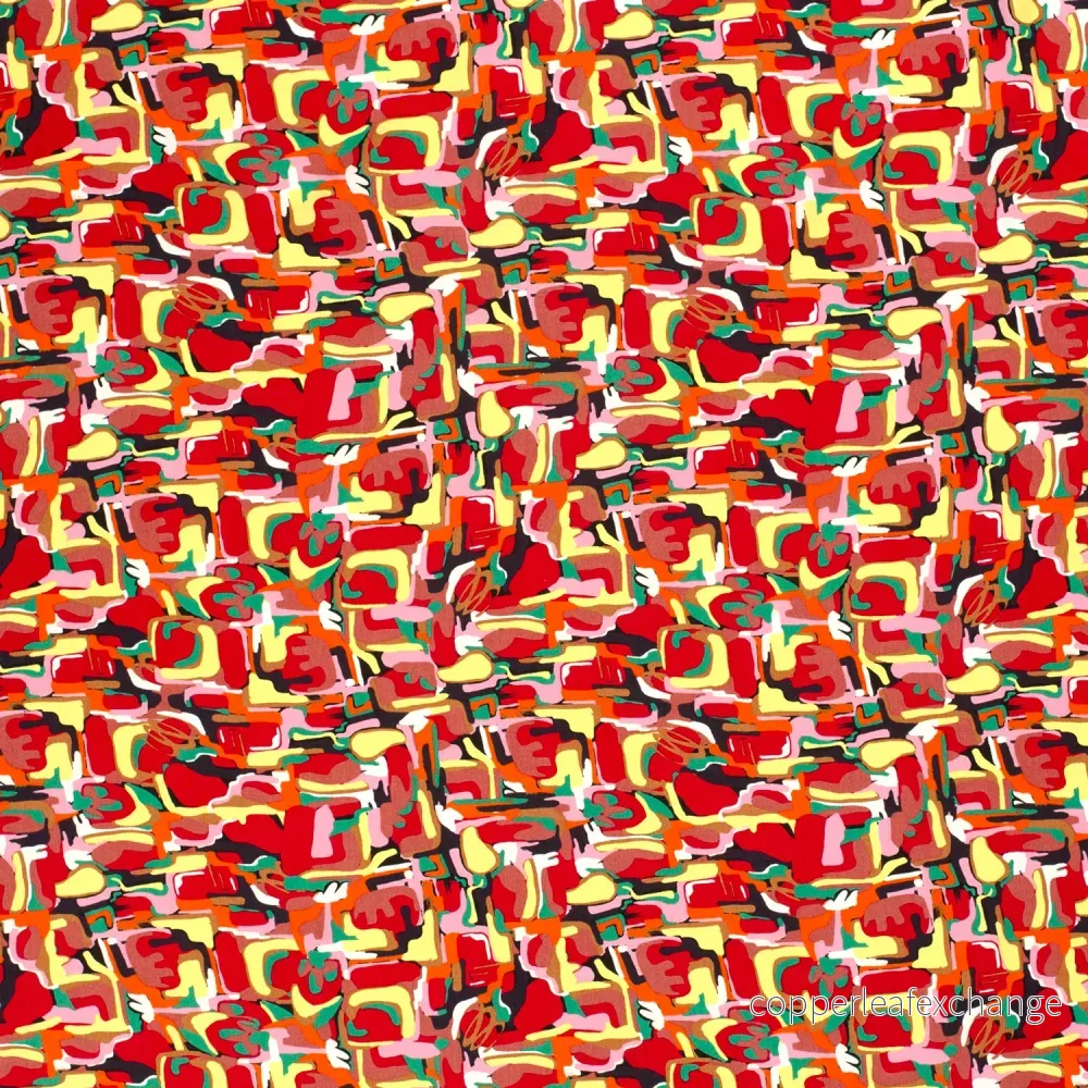 Patterned Viscose - Poplin - Abstract - Multicolor, Yellow - Bild 2