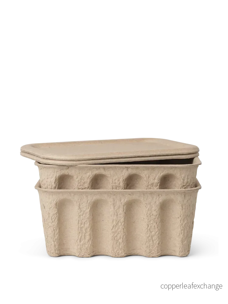 Paper Pulp Box - Small - Set of 2 - Brown