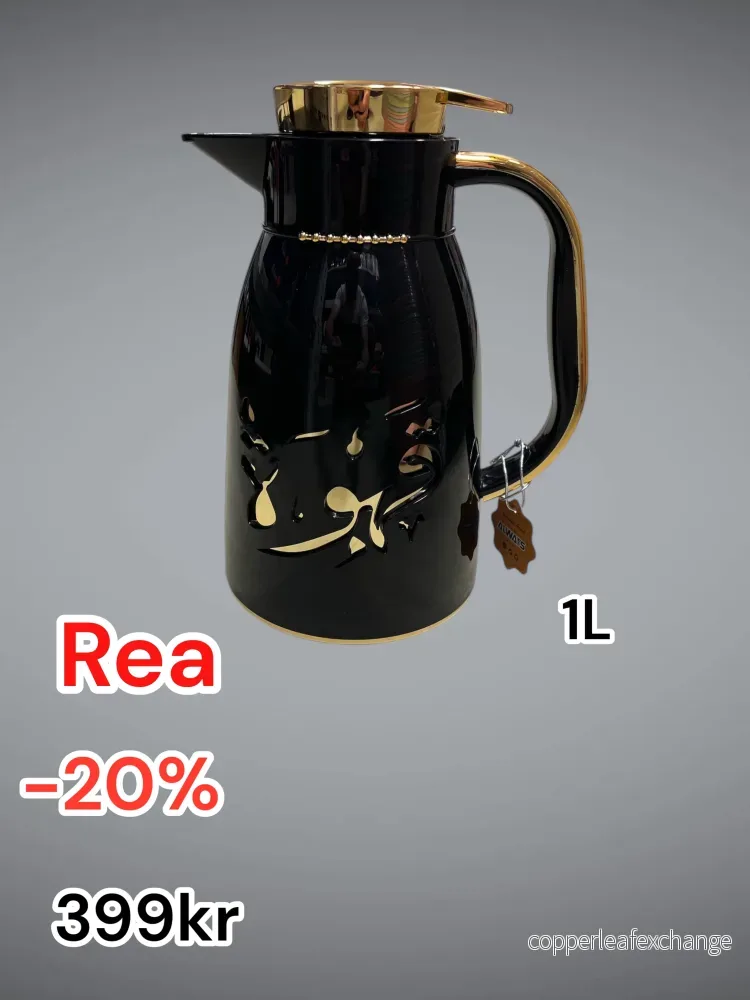 Termoskanna med kaffe texten