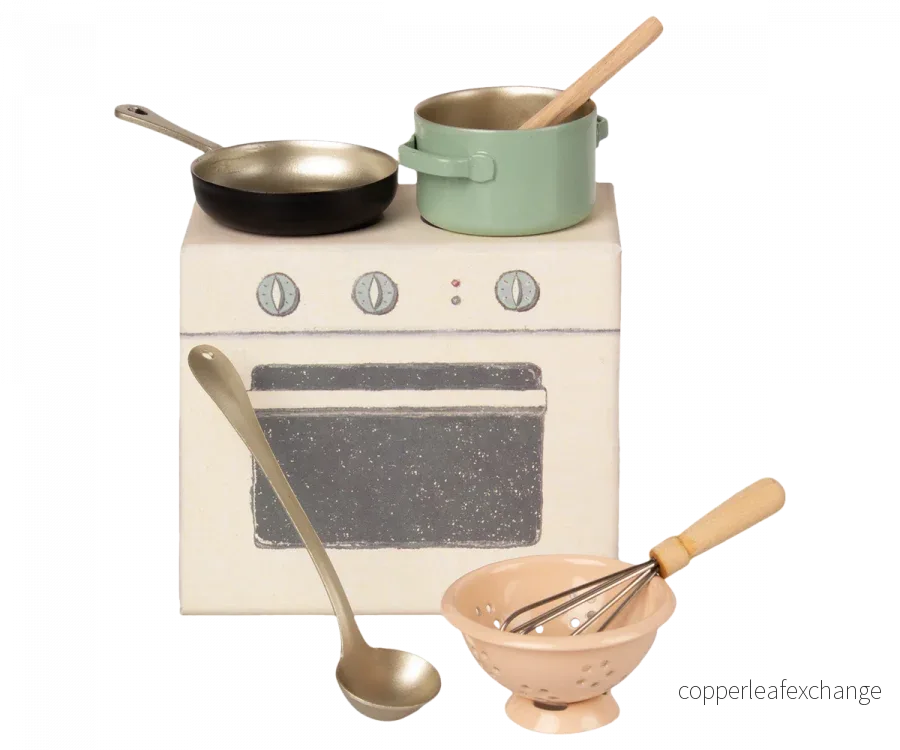 Maileg – Spis med köksredskap, tillbehör, matlagningsset (slutsåld kollektion)