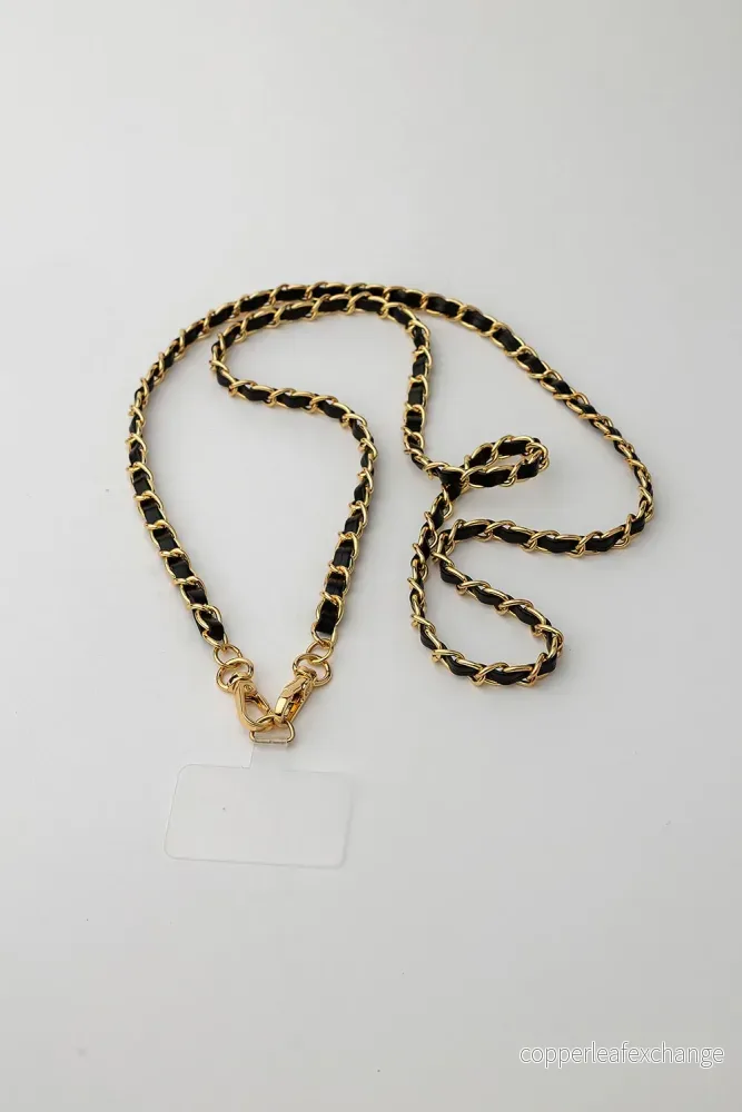 CLAIRE PHONE STRAP BLACK W GOLD